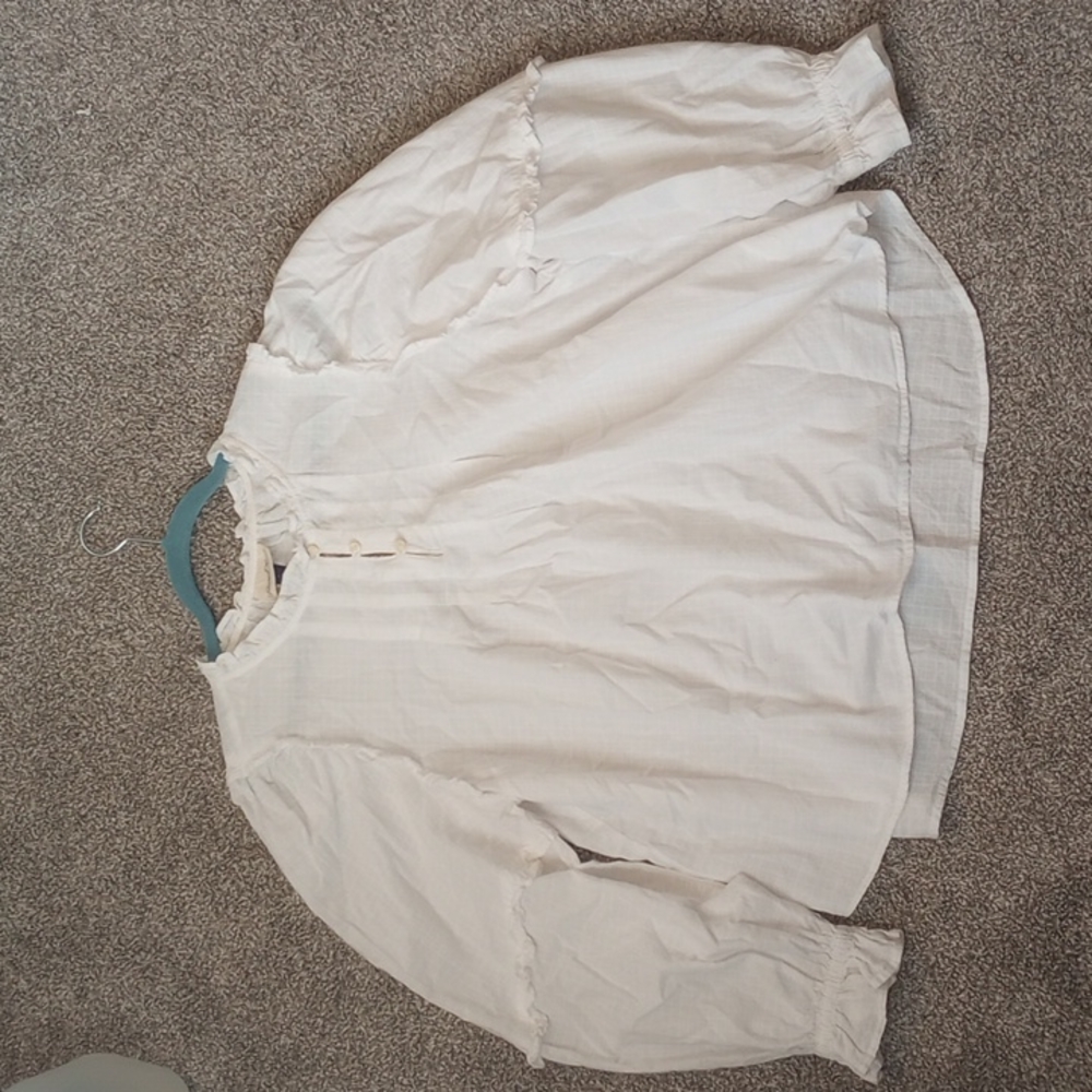 White cotton ruffle blouse
